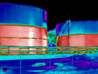 Thermal Image of Two Crude Oil Storage Tanks